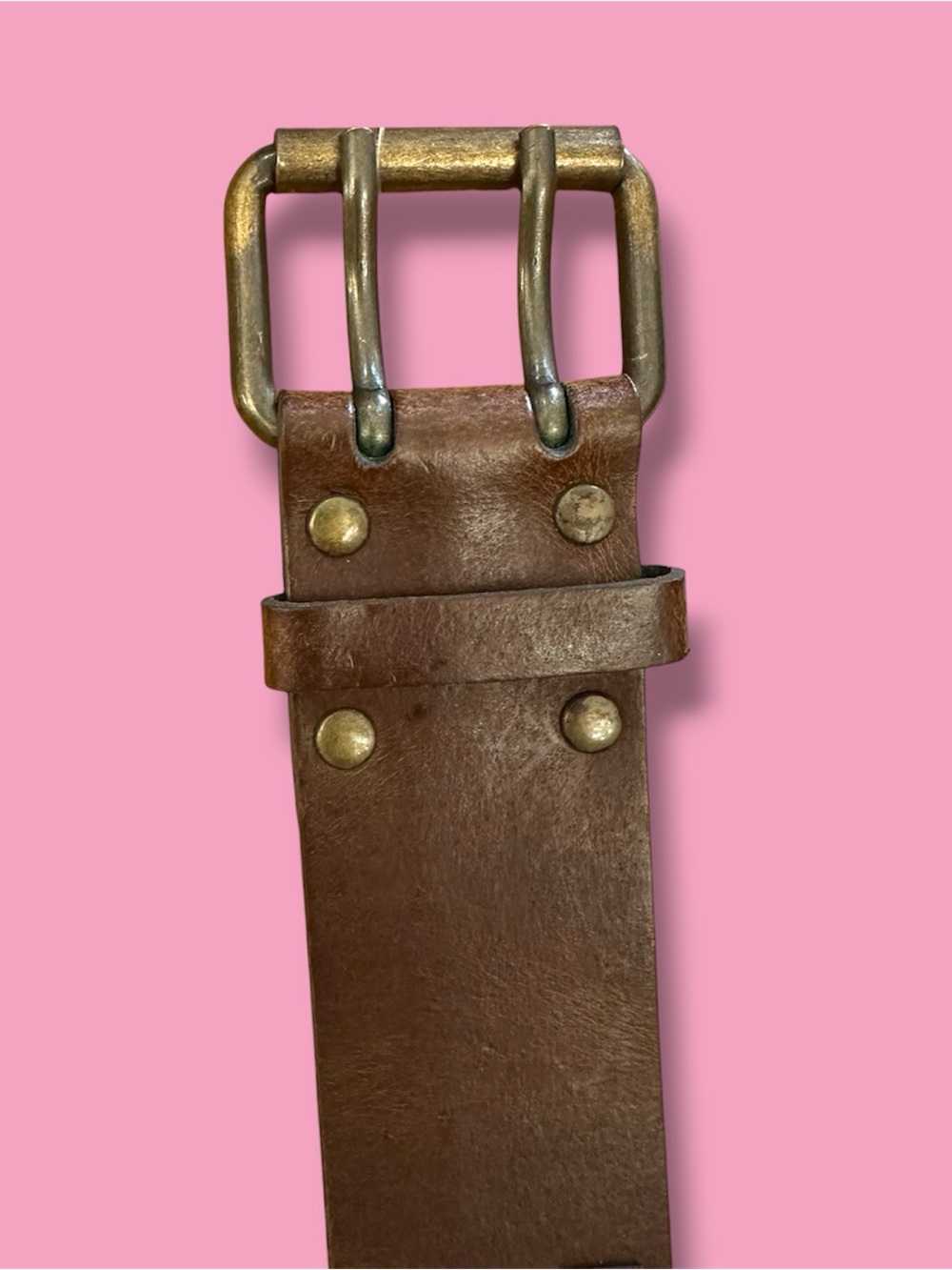 Brown Leather Belt H&M with Brass Buckle